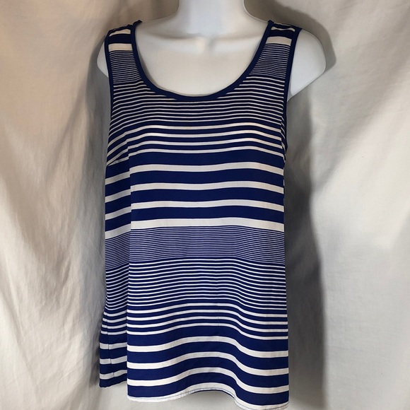 Olivia Moon Tops - Olivia Moon Striped Navy and White Women's Sleeveless Blouse Top